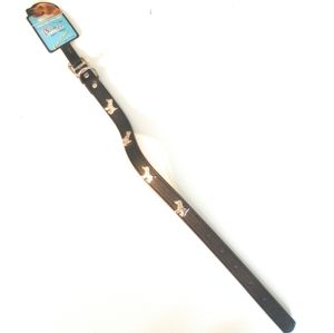 Bonei Pets World Black Leather Dog Collar 1" x 18" NWT